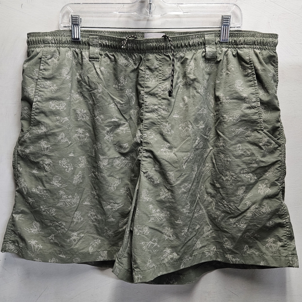 Columbia PFG green water fishing outdoor athletic shorts swim trunks ~ mens XL